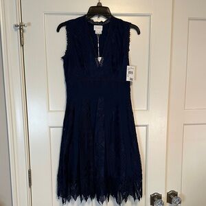 NWT Foxiedox Navy Sleeveless Lace Mini Dress